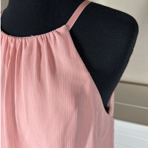 David's Bridal Long Flounced Halter Crinkle Chiffon Bridesmaid Gown Sedona Sz 6 - Picture 6 of 16